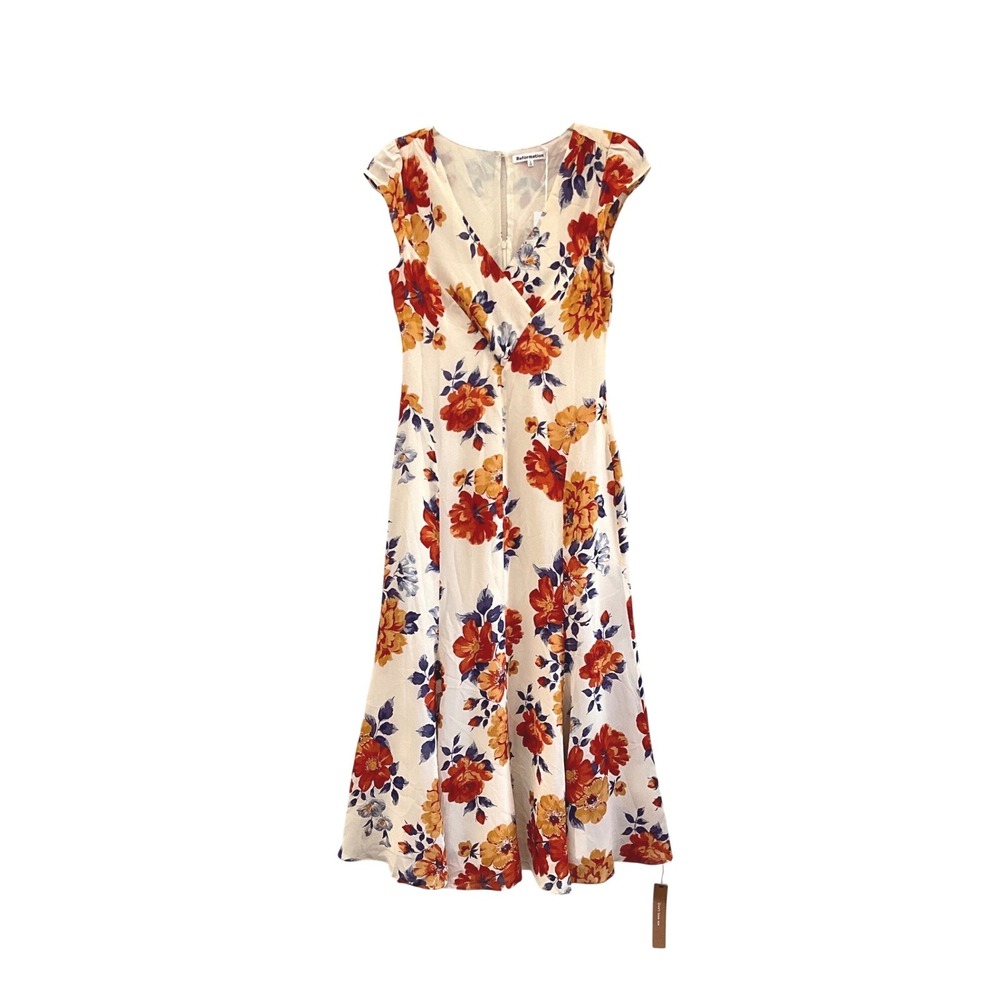 Reformation Baden Floral Maxi Wrap Dress Wedding Guest V Neck Cap Sleeve 6 NWT
